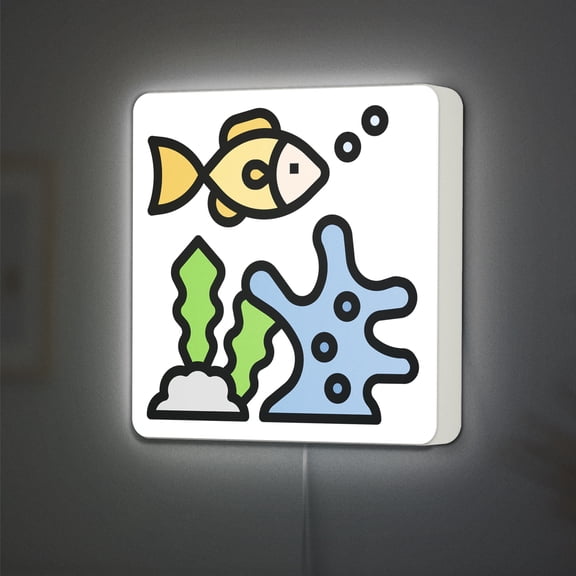 Sea Life LED Lightbox - Ocean Aquatic Clown Fish Decor, Custom Led Sign for Home Office Shop Decor (Width 16 inch, 40cm)