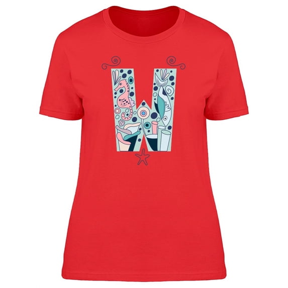 Sea Life Letter W T-Shirt Women -Image by Shutterstock, Female XX-Large