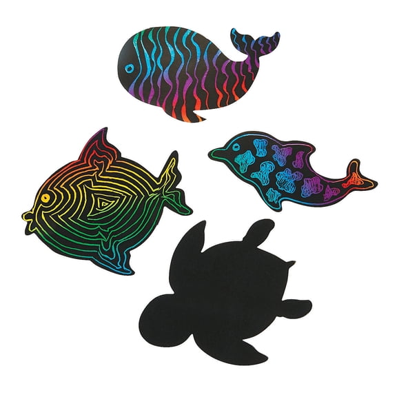 Sea Life Magic Scratch Shapes - Craft Supplies - 24 Pieces