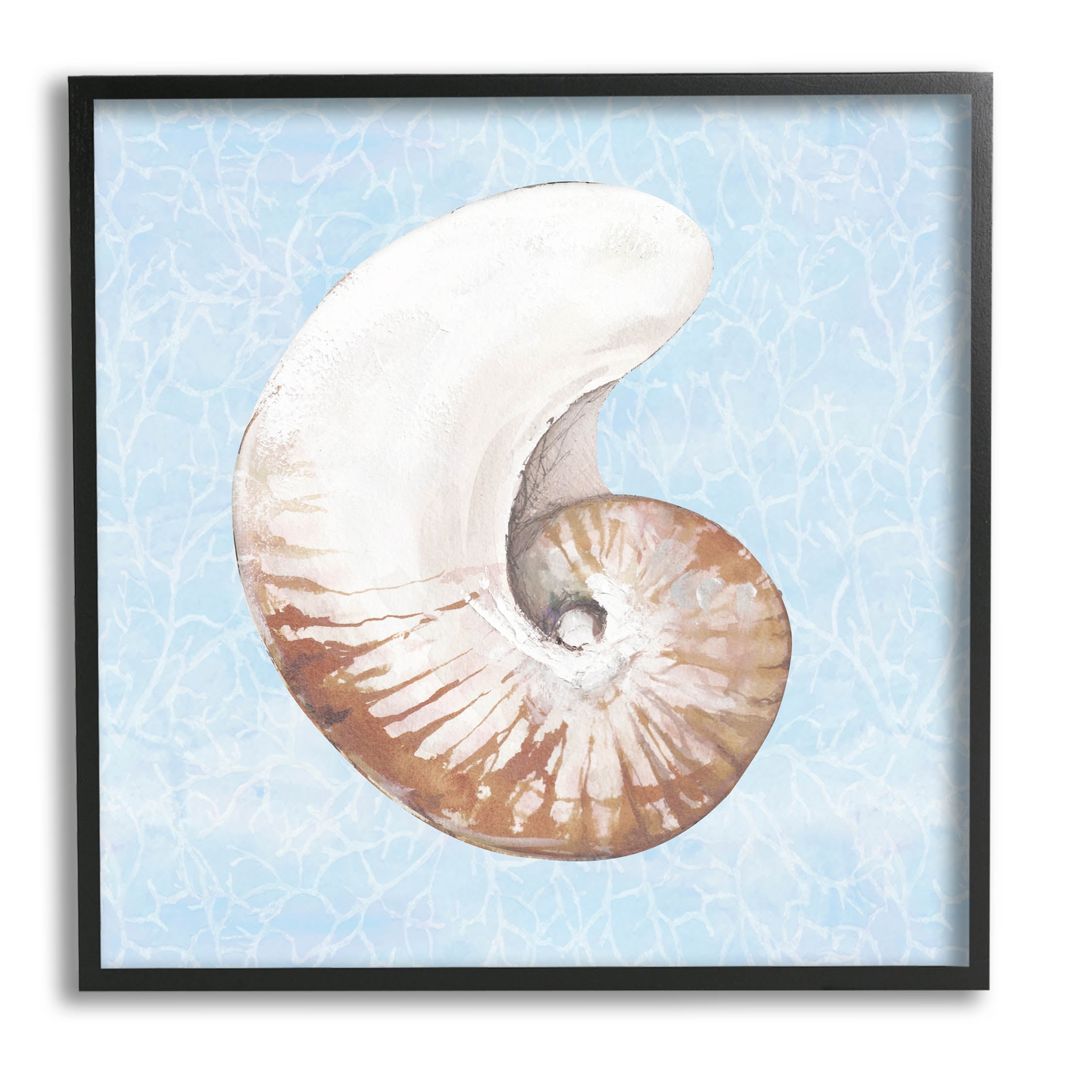 Sea Life Nautilus Water Pattern Animals & Insects Graphic Art Black Framed Art Print Wall Art