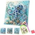 thumbnail image 1 of Sea Life Pearl Art DIY Kit with Frame, Octopus Complete 3D Pearl Painting Craft Set, Beginner Friendly Ocean Wall Decor, 1 of 7