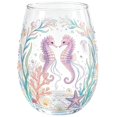 thumbnail image 1 of Sea Life Printed Stemless Wine Glass, Clear Reusable Glass Tumbler for Wine, Iced Coffee, Beach Party & Home Gathering, 1 of 4