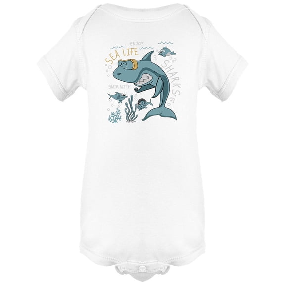 Sea Life Sharks Bodysuit Infant -Image by Shutterstock,  Newborn