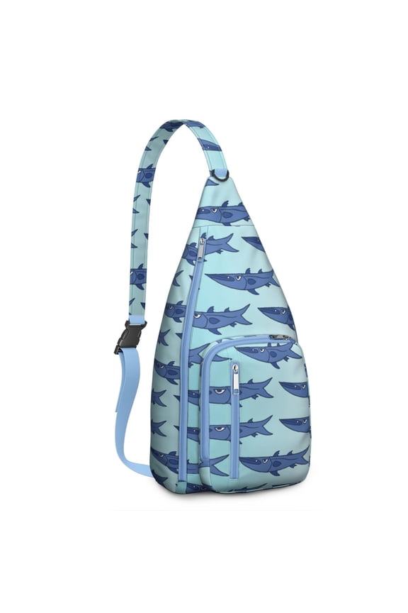 Sea Life Sling Backpack - Cartoon Marine Animals Print Design, Lightweight Anti-Theft Daypack for Students