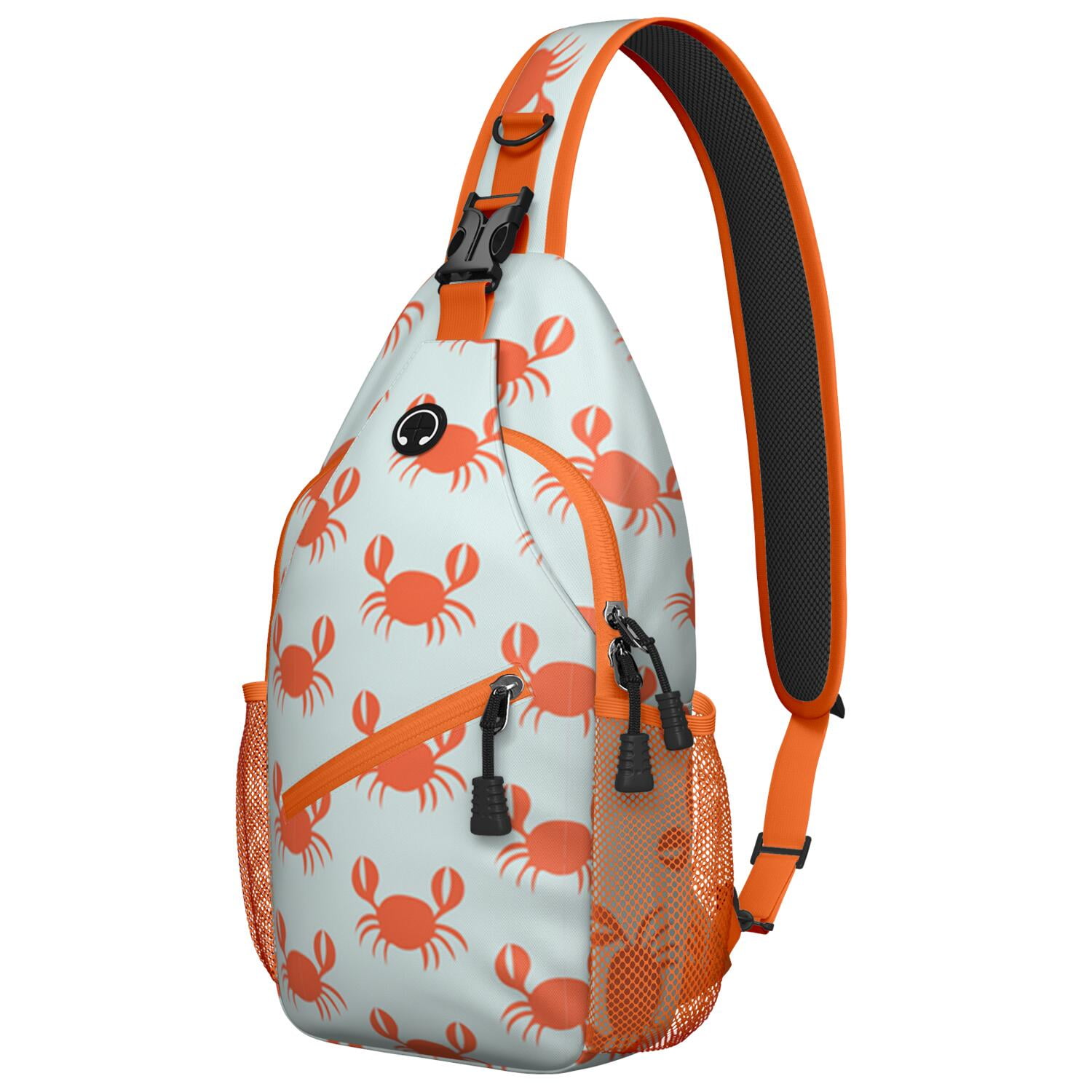 Sea Life Sling Bag - Cute Cartoon Crab Crossbody Shoulder Backpack, Durable & Comfortable for Hiking, Climbing, Traveling - Watercolor Crab Design for Outdoor Adventures & Casual Urban Use