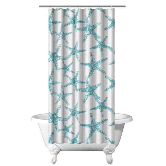 Sea Life Starfish Shower Curtain - Ocean Inspired Tropical Patterns, Waterproof Washable Fabric Bathroom Decor for Beach Style,36x72in