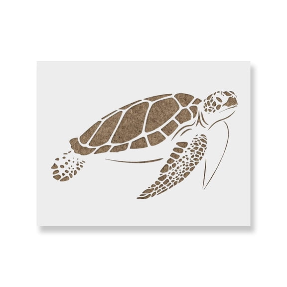 Sea Life Turtle Stencil, Professional Art Template for Home Decoration,Activities, Reusable Mylar Design, Brown