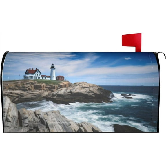Sea Lighthouse Magnetic Mailbox Covers, Mail Wraps Garden Yard Home Decor for Outdoor Standard Size 25.5x21 in