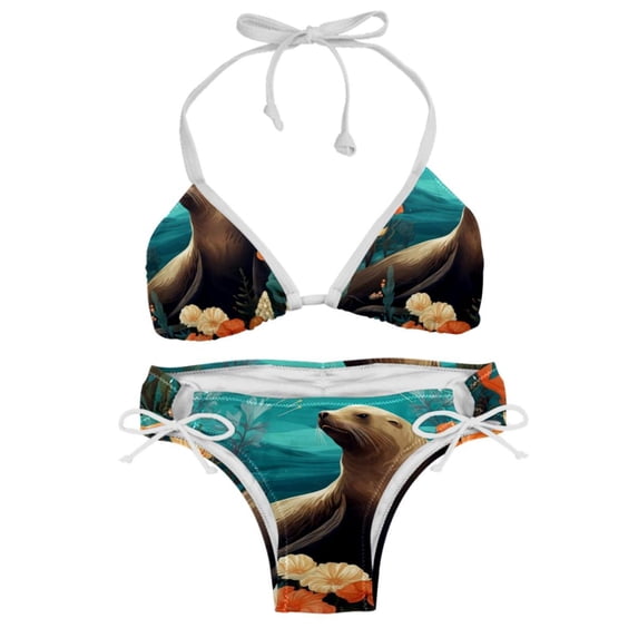 Sea Lion Adjustable Strap Detachable Sponge Bikini Set - Two-Pack, for Beach and Pool Parties
