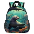 thumbnail image 1 of Sea Lion Airport Backpack Preppy Cute Mini Shoulder School Backpack Lightweight with Adjustable Shoulder Strap Large Capacity Printed Design, 1 of 6