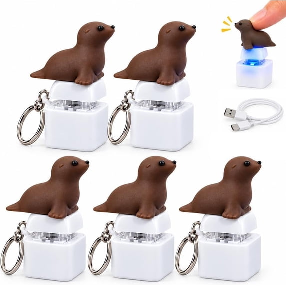 Essa Fidget Keychain Sea Lion Clicker Keychain Fidget Toy, Funny Cute Button Speak Out ...