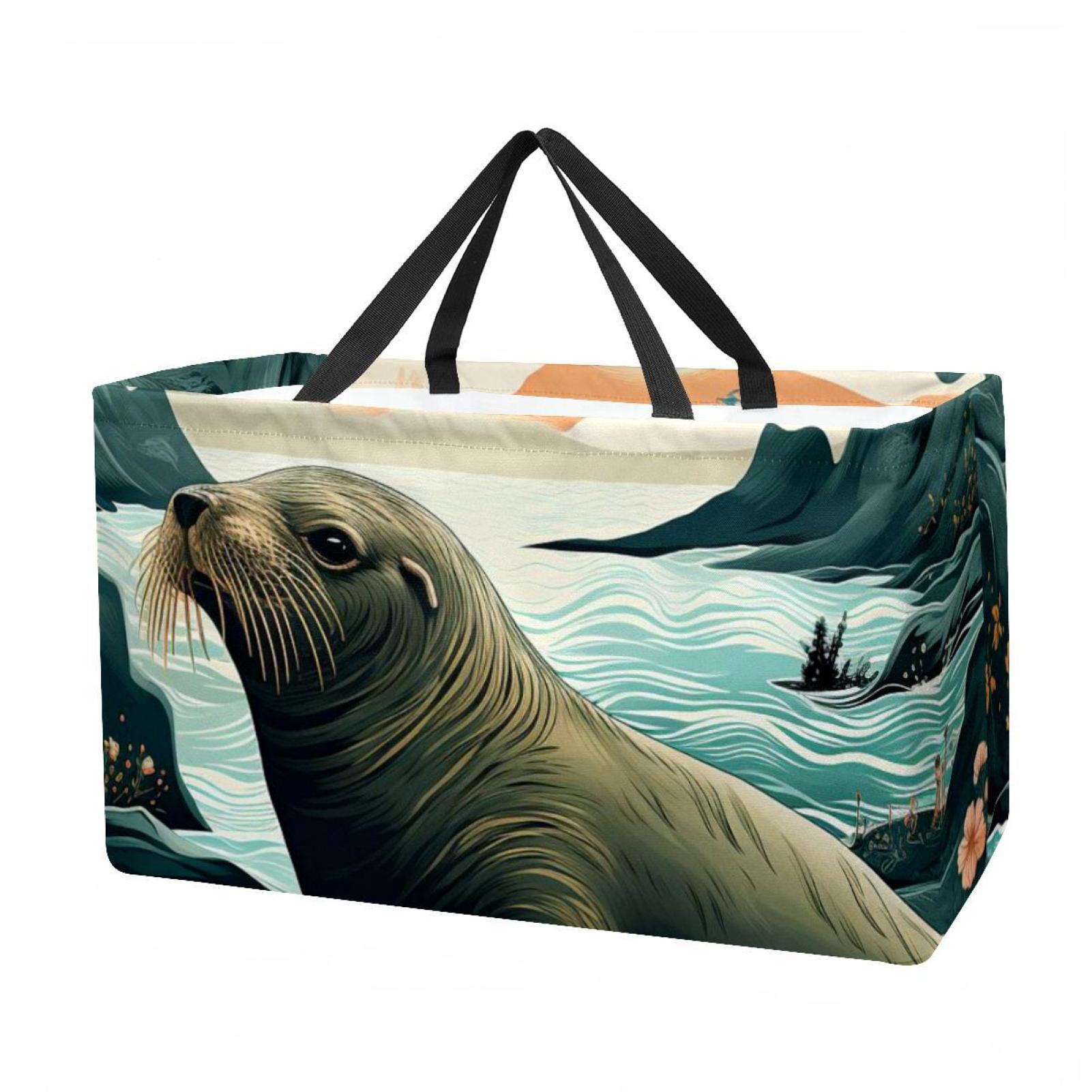 Sea Lion Collapsible Oxford Cloth Storage Bin Reusable, Foldable, and