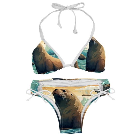 Sea Lion Detachable Sponge Adjustable Strap Bikini Set Two-Pack - Ideal for All Seasons