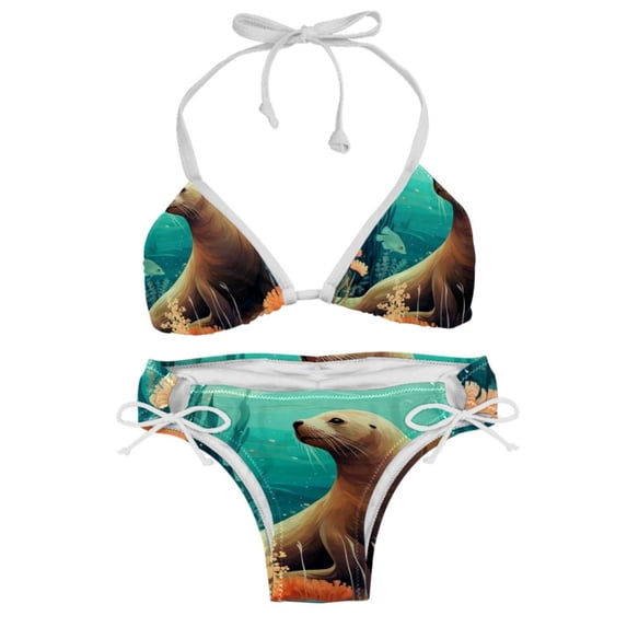 Sea Lion Detachable Sponge Adjustable Strap Bikini Set Two-Pack Swimsuits for All Occasions