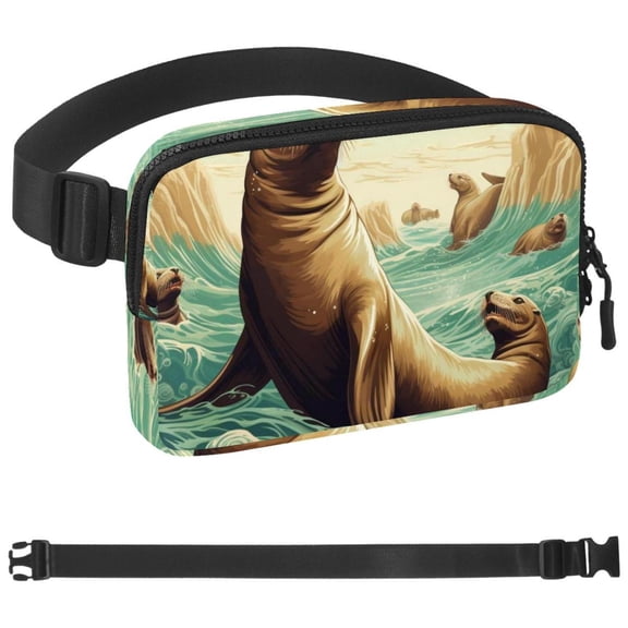 Sea Lion Fanny Pack Belt Bag for Women and Men, Fashionable Waist Pack with Adjustable Strap for Traveling, Hiking, Jogging, Cycling