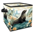 thumbnail image 1 of Sea Lion Foldable Cube Organizer with Handle, 10.8"x10.5"x10.6", Large Capacity Storage Bins Organizer Bins Toy Box, 1 of 6