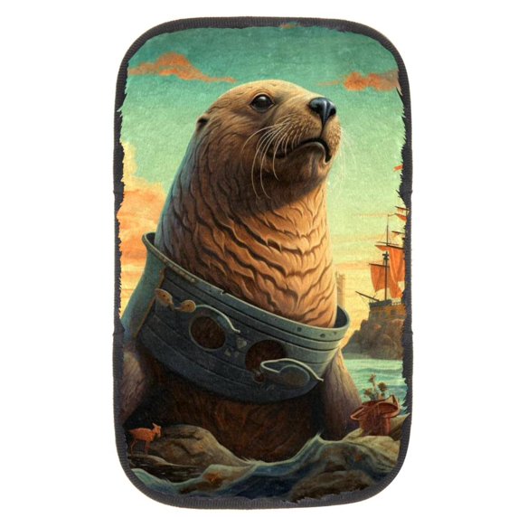 Sea Lion Furry Printed Car Armrest Cover 12.5x8.2 Inch Soft Comfortable Car Armrest Mat