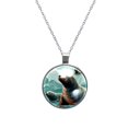 thumbnail image 1 of Sea Lion Glass Circular Pendant Necklace - Women's Fashion Necklace, 1 of 5