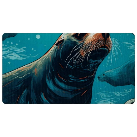Sea Lion Kitchen Mat, Kitchen Rug, Comfort Standing Desk Mat, Kitchen Floor Mat Non-Skid & Washable for Home, Office