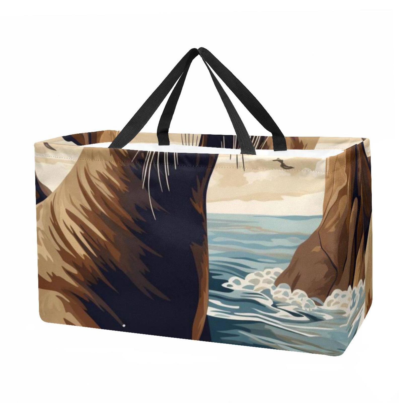 Sea Lion Large Capacity Foldable Oxford Cloth Picnic Basket - Reusable ...