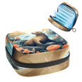 thumbnail image 1 of Sea Lion Mini Makeup Bag Period Pouch Small Toiletry Bag for Men Travel Makeup Travel Bag Pouch - Velvet, Sponge, and Oxford Cloth Material - 4.7x6.6x6.6 in, 1 of 6