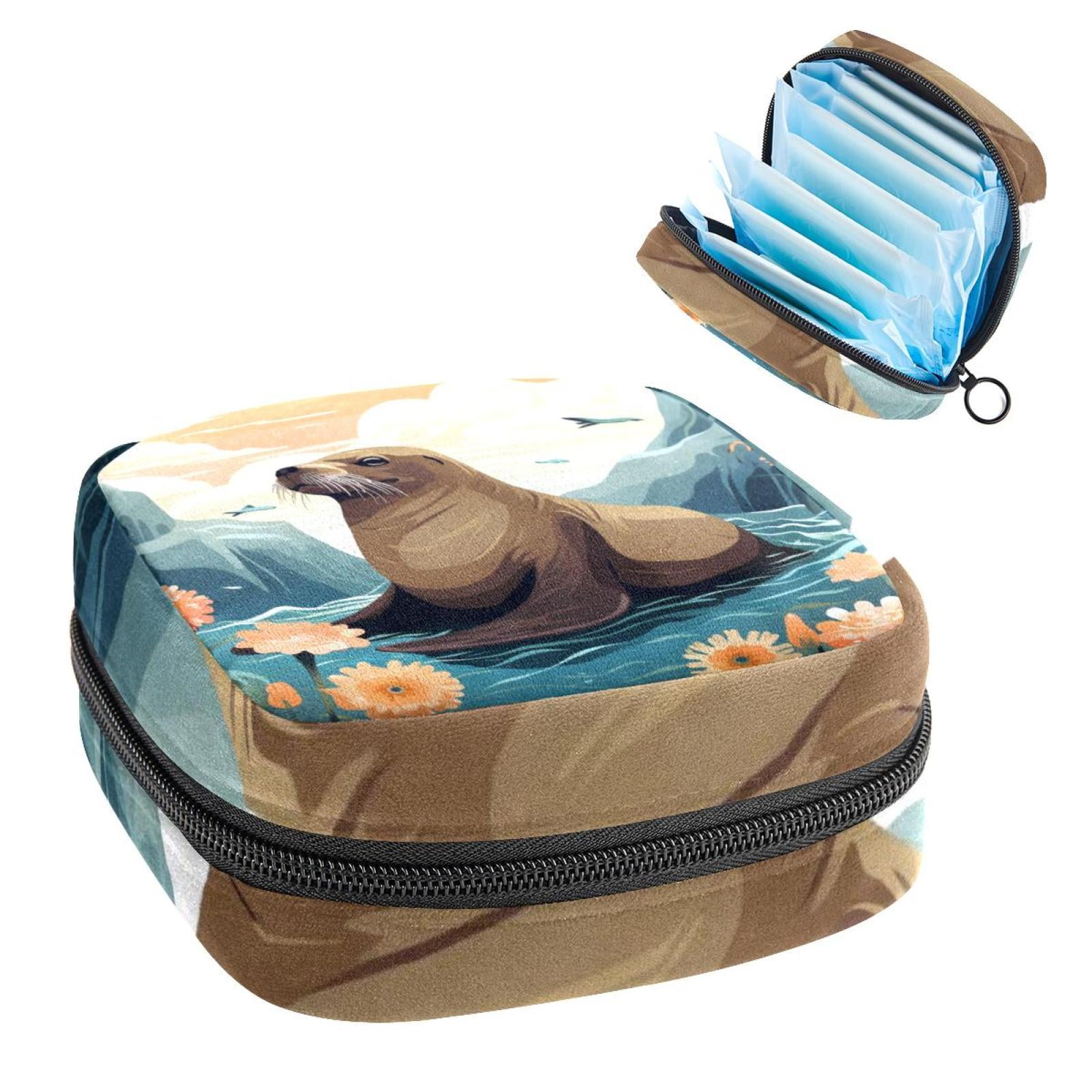 Sea Lion Mini Plush Sanitary Napkin Pouch - Makeup Bag, Period Bags For 