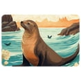 thumbnail image 1 of Sea Lion Polyester Non-Slip Machine Washable Bath Rug Indoor Rug Door Carpet, 1 of 6