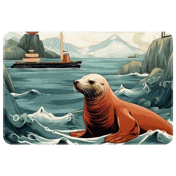 Sea Lion Polyester Non-Slip Machine Washable Door Rugs Indoor Rug Game Mat