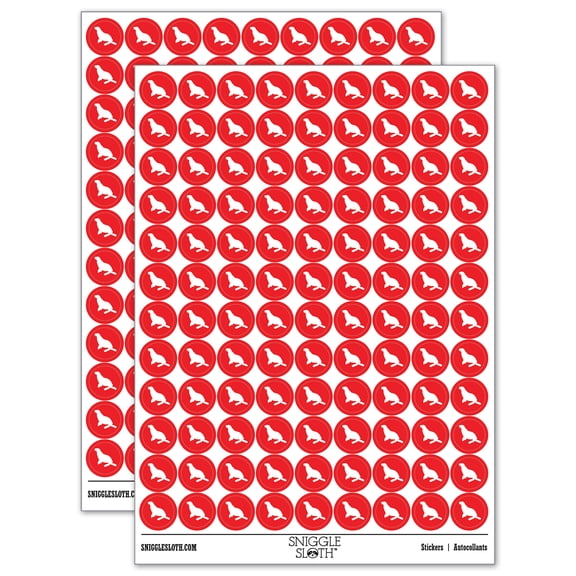 Sea Lion Solid 200+ Round Stickers - Red - Matte Finish - 0.50" Size