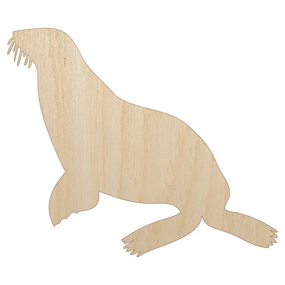 Sea Lion Solid Wood Shape Unfinished Piece Cutout Craft DIY Projects - 4.70 Inch Size - 1/8 Inch Thick