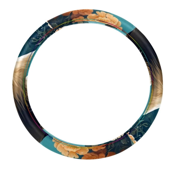 Sea Lion Steering Wheel Cover, Car Wheel Covers, 14.5 Inch Printing PVC Leather Auto Accessories