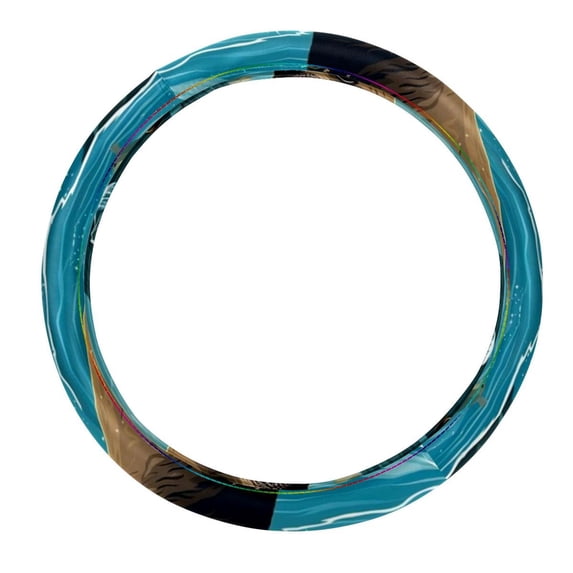 Sea Lion Steering Wheel Cover for Car, 14.5 Inch PVC Leather Auto Accessories with Printing