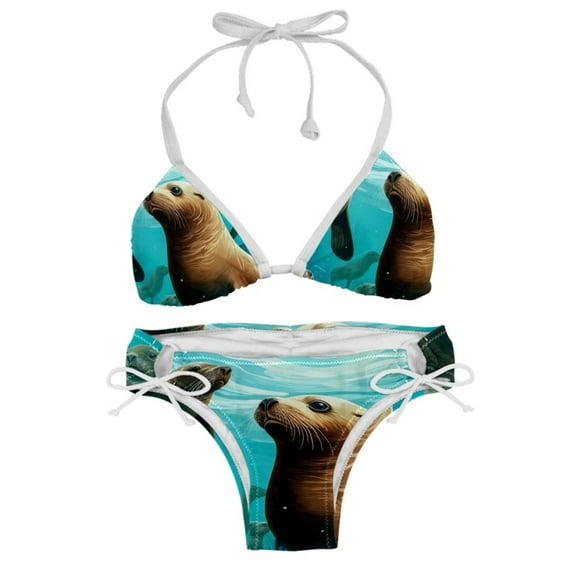 Sea Lion Swimsuit Bikini Set, Detachable Sponge, Adjustable Strap, Two-Pack - Ideal for Beach, Pool, Vacay