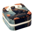 thumbnail image 1 of Sea Lion Travel Portable Earring Organizer Decorative Box Necklace Holder: Square Jewelry Storage for Rings, Earrings, Necklaces, Bracelets, and More - Suitable for Girls and Women, 1 of 6