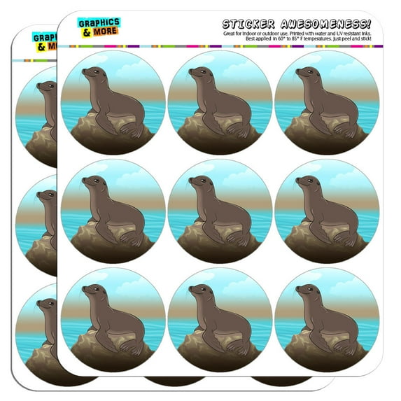 Sea Lion on Rock Seal 2" Scrapbooking Crafting Stickers