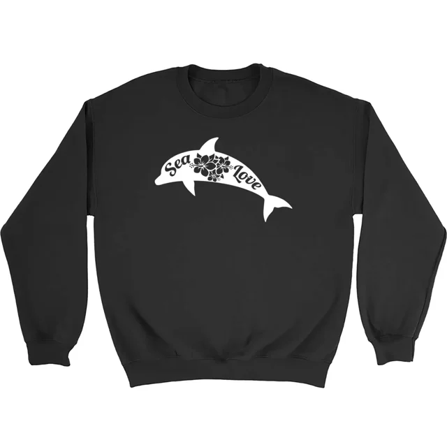 Sea Love With Flowers & Dolphin Mens Womens Sweatshirt Jumper