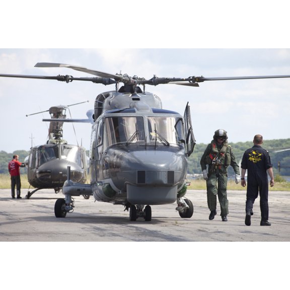 Sea Lynx helicopter and pilot of the German Navy Kiel Germany Canvas Art - Timm ZiegenthalerStocktrek Images (35 x 23)