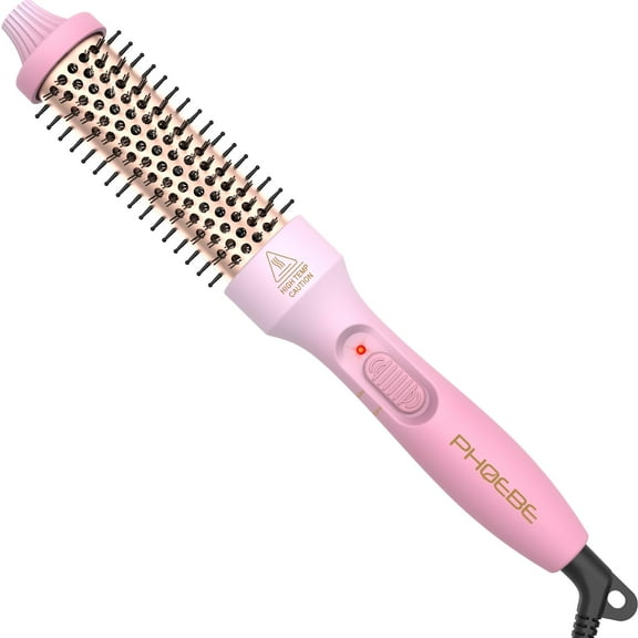 Sea-Maid 1.25 inch Curling Iron Brush 11/4 inch Thermal Brush Dual Voltage Curling Iron for Traveling on Long, Medium Hair,Pink