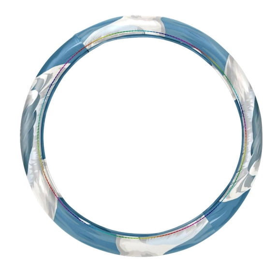 Sea Mew 14.5 Inch Printing PVC Leather Car Wheel Cover Auto Accessories Steering Wheel Cover