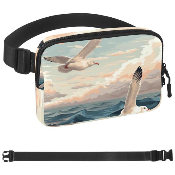 Sea Mew Crossbody Fanny Pack for Men&Women, Large Waist Bag & Hip Bum Bag with Adjustable Strap for Outdoors Workout Traveling Casual Running Hiking Cycling