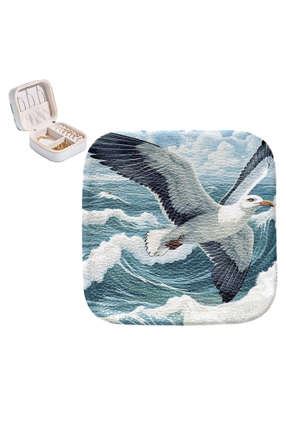 Sea Mew Travel Portable Square Jewelry Box Earrings Necklaces Bracelets Organizer for Girls and Women