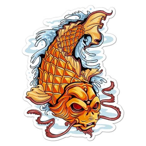 Sea Monster Koi Goldfish Sticker Indoor Outdoor Phone Decal Water ...