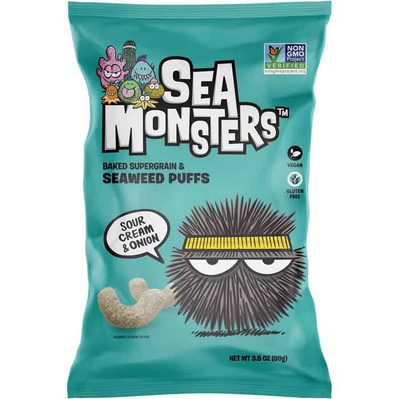 Sea Monsters - Seaweed Puff Sour Cream and Onion, 3.5oz | Pack of 8