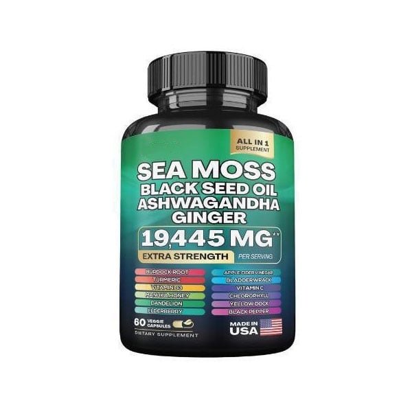 Sea Moss 7000mg Black Seed Oil 4000mg Ashwagandha 2000mg Ginger And Shilajit 9000mg Rhodiola