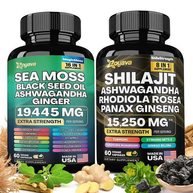 Sea Moss Capsules 16 In 1 19445 Mg 60 Caps And Shilajit 8 In 1 15250 Mg 60 Caps Dynamic 8447