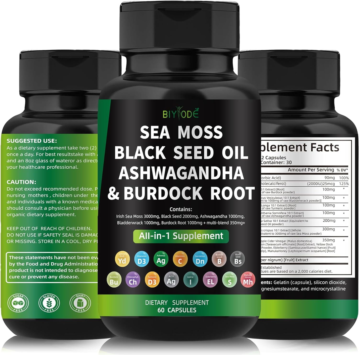 Sea Moss Capsules, Made with Organic Raw Powder, Plus Bladderwrack