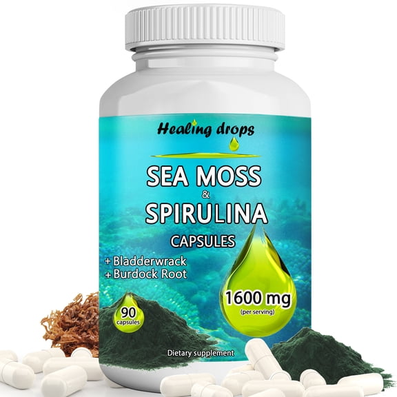 Sea Moss Capsules Spirulina Capsules / Bladderwrack / Burdock Root ā Keto Alkaline Non-GMO Diet - Raw Organic Wildcrafted Sun-Dried Seamoss Gel Powder