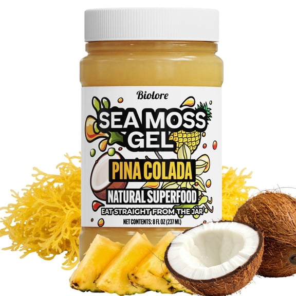 Sea Moss Gel – Pina Colada 8oz Raw Wildcrafted Irish Sea Moss, Vegan Superfood, Essential Vitamins & Trace Minerals, Jam, Jelly & Spread Gifts, Made in the USA