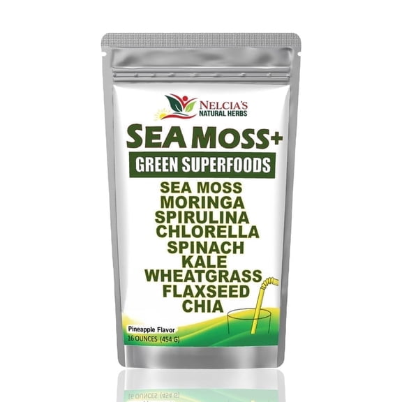 Nelcia's Sea Moss Green Supper Food Supplemet Powder, Helps in Digestion, Cleanse, Overall Wellness