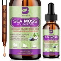 Sea Moss Liquid Drops - Irish Sea Moss Black Seed Oil with Ashwagandha, Soursop Bitters, Elderberry, Burdock Root, Bladderwrack,Support Antioxidant, Immune, Gut Health